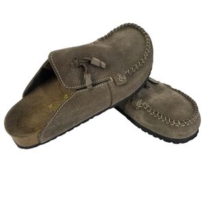 Birkenstock Papillio Leather Tassel Slide Mule Moccasin Shoes Sandal Brown Sz 39